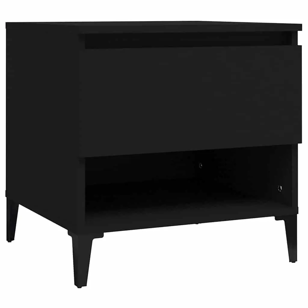 End Tables Side Tables with Storage Drawer 50W x 46D x 50H cm Black 2 Piece