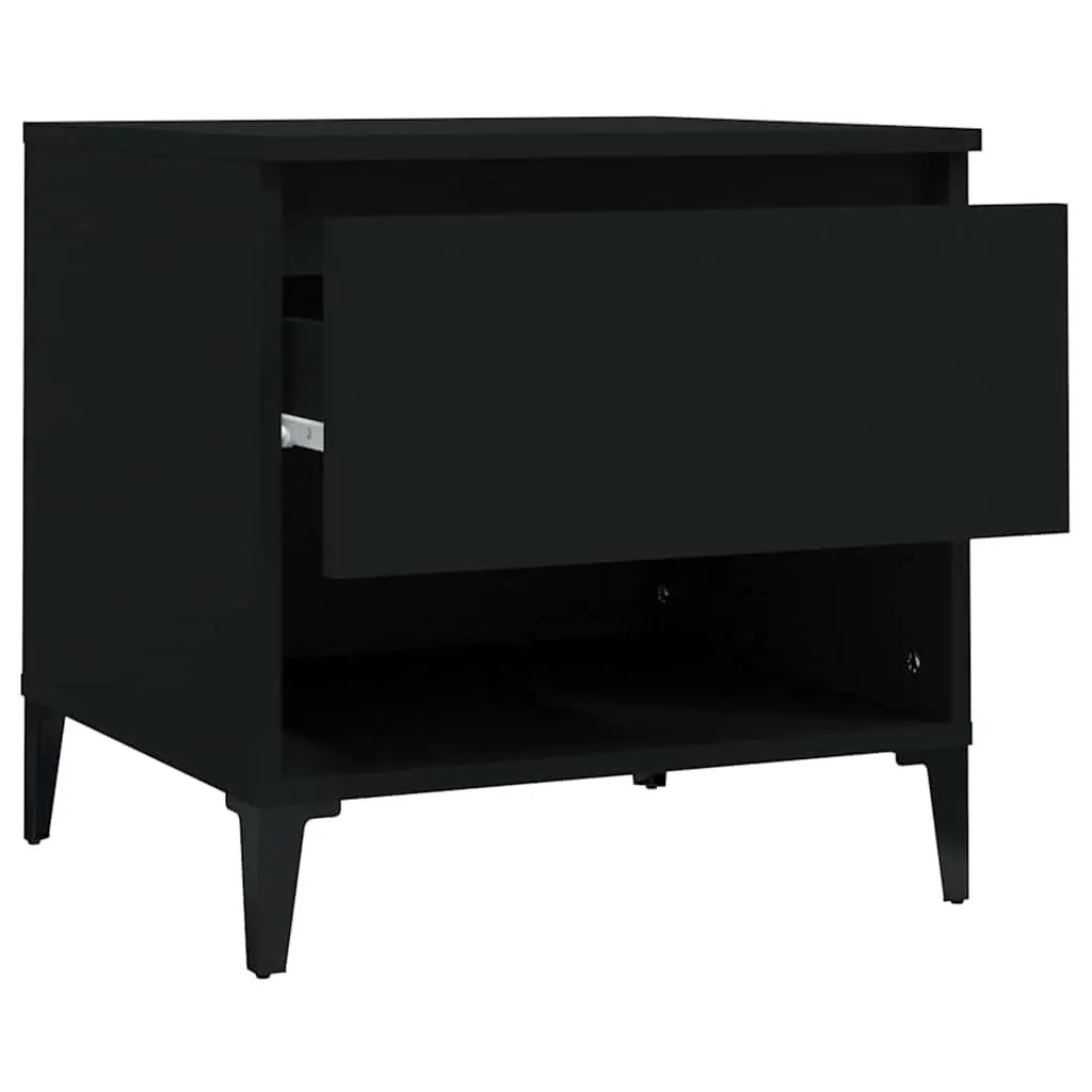 End Tables Side Tables with Storage Drawer 50W x 46D x 50H cm Black 2 Piece