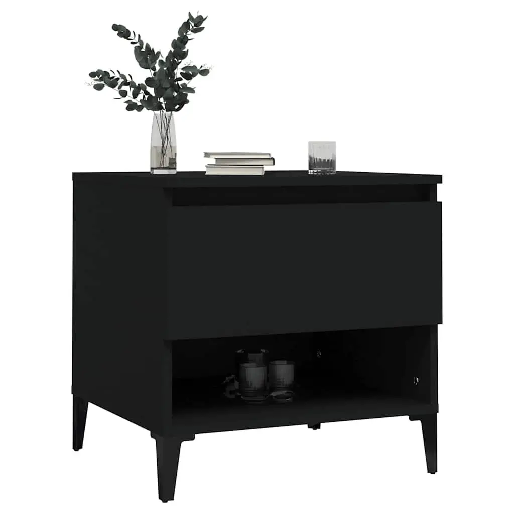 End Tables Side Tables with Storage Drawer 50W x 46D x 50H cm Black 2 Piece