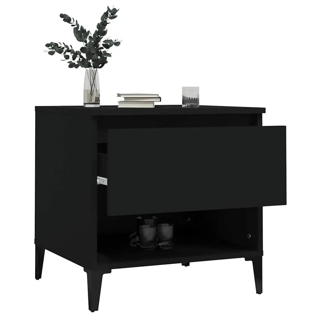 End Tables Side Tables with Storage Drawer 50W x 46D x 50H cm Black 2 Piece