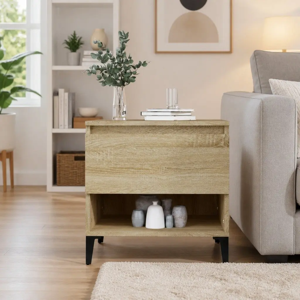 End Table Side Table with Storage Drawer Compartment 50 x 46 x 50 cm Brown Engineered Wood