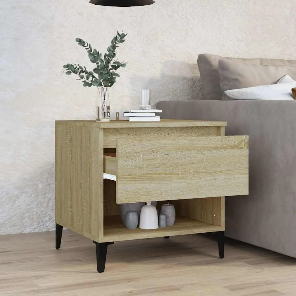 End Table Side Table with Storage Drawer Compartment 50 x 46 x 50 cm Brown Engineered Wood