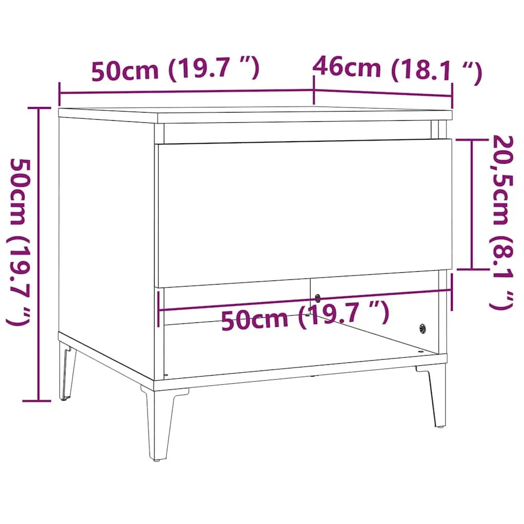 End Table Side Table with Storage Drawer Compartment 50 x 46 x 50 cm Brown Engineered Wood