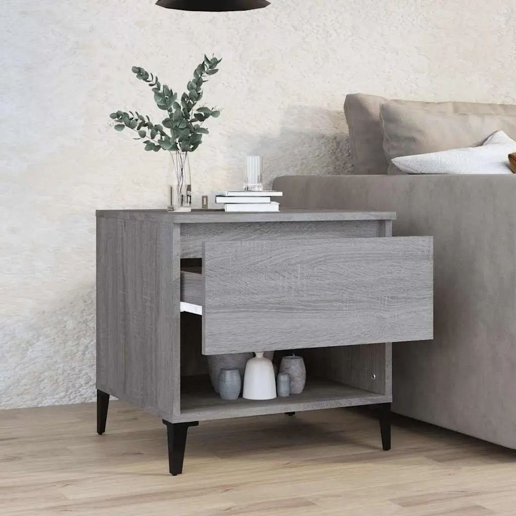 Grey End Table with Drawer Storage