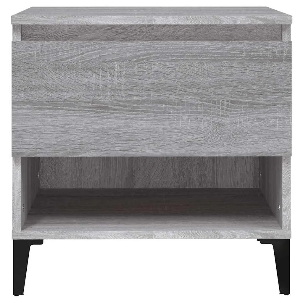 End Tables Grey 2 pcs Drawer Storage Compartment Industrial Style