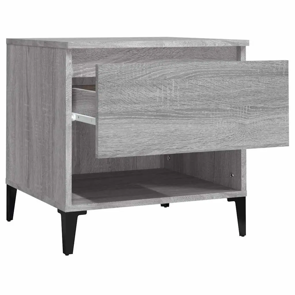 End Tables Grey 2 pcs Drawer Storage Compartment Industrial Style