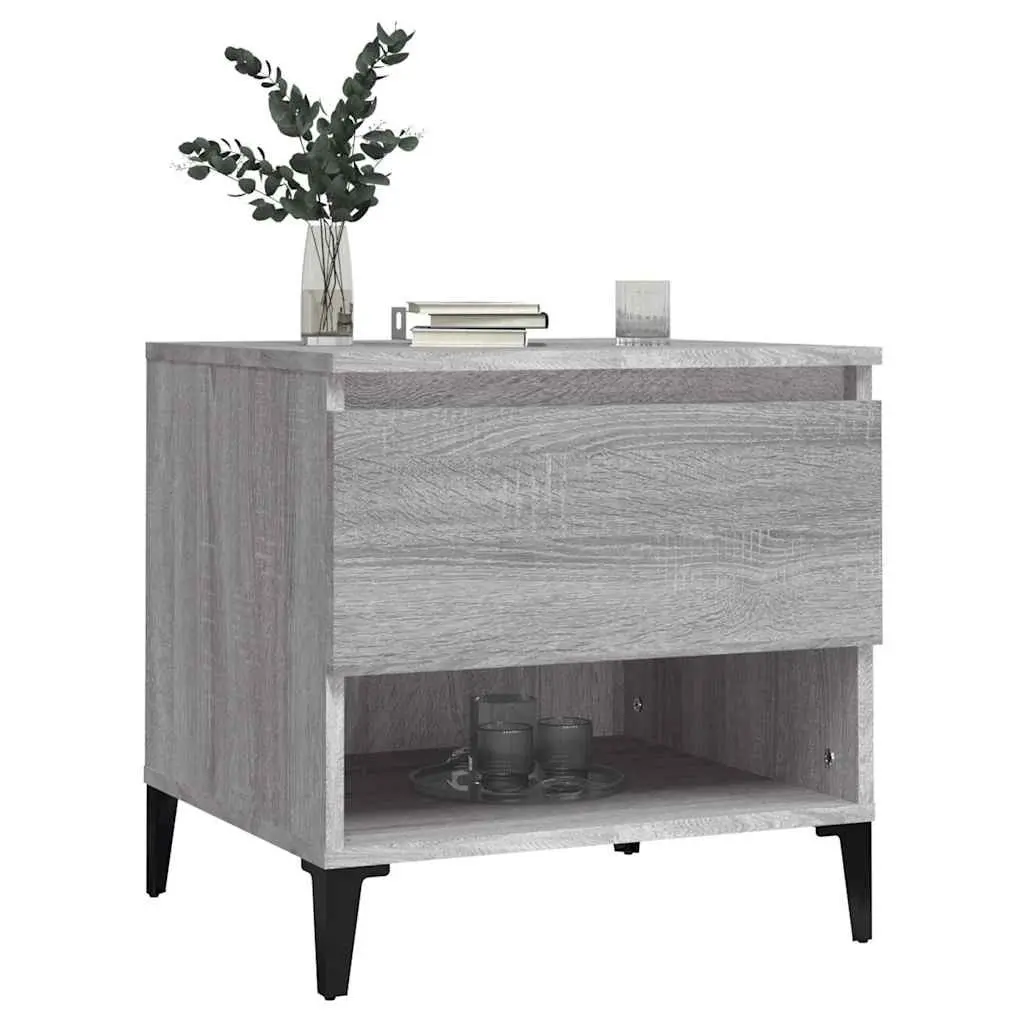 End Tables Grey 2 pcs Drawer Storage Compartment Industrial Style