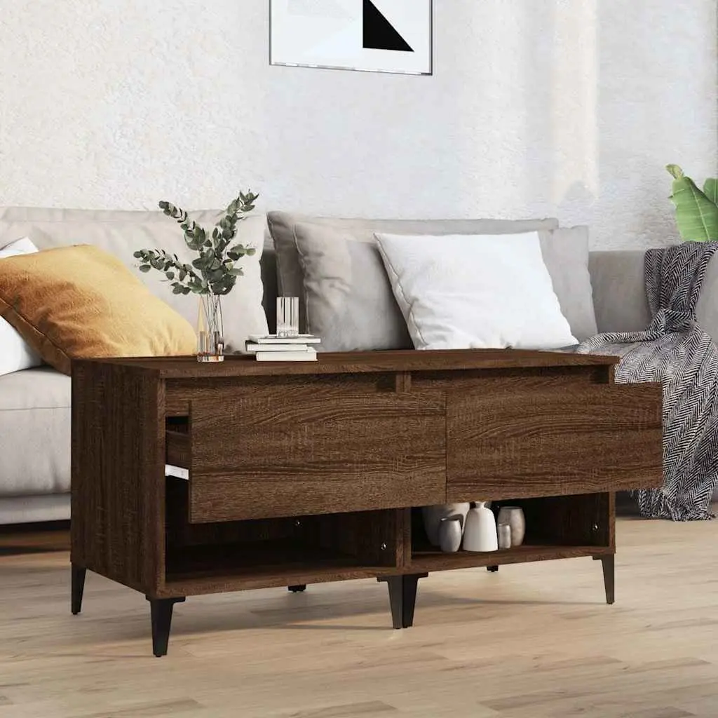 End Tables Side Tables with Drawer Storage Brown Oak Engineered Wood 50 x 46 x 50 cm 2 pcs
