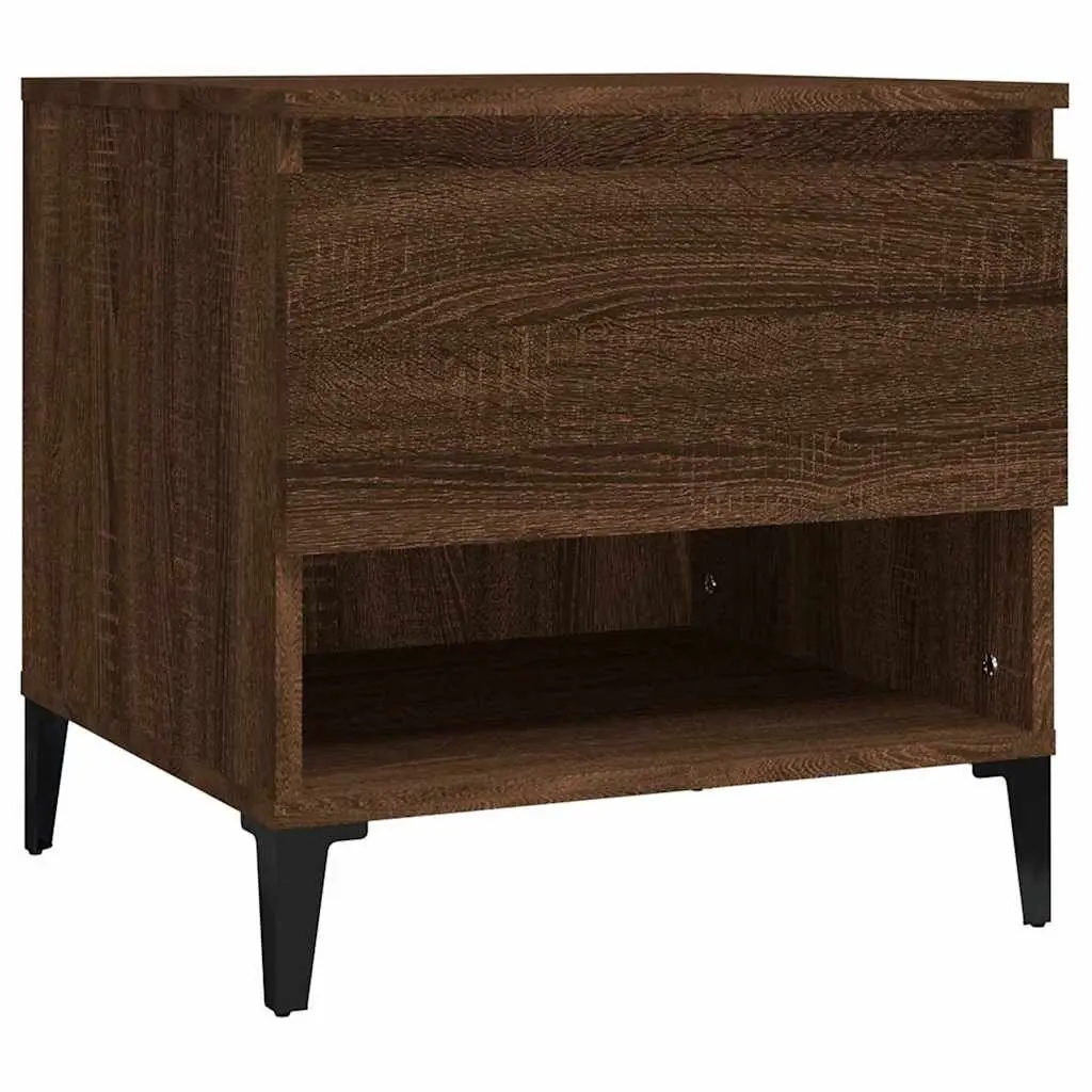 End Tables Side Tables with Drawer Storage Brown Oak Engineered Wood 50 x 46 x 50 cm 2 pcs