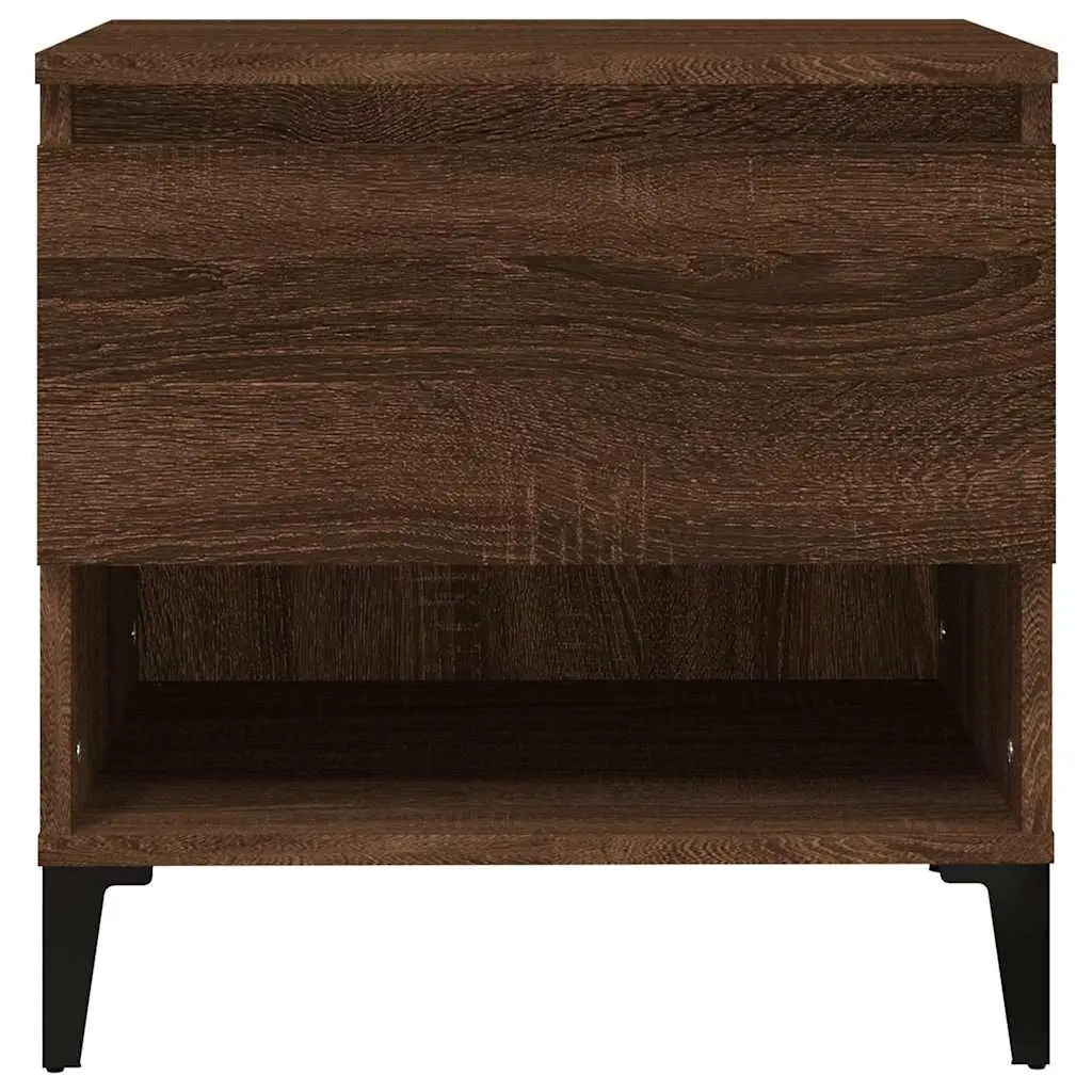 End Tables Side Tables with Drawer Storage Brown Oak Engineered Wood 50 x 46 x 50 cm 2 pcs