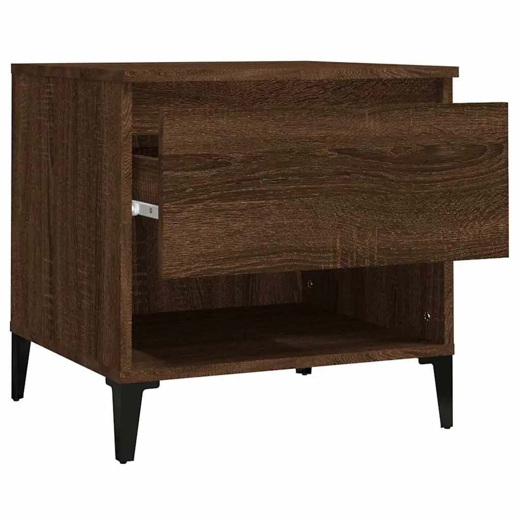 End Tables Side Tables with Drawer Storage Brown Oak Engineered Wood 50 x 46 x 50 cm 2 pcs