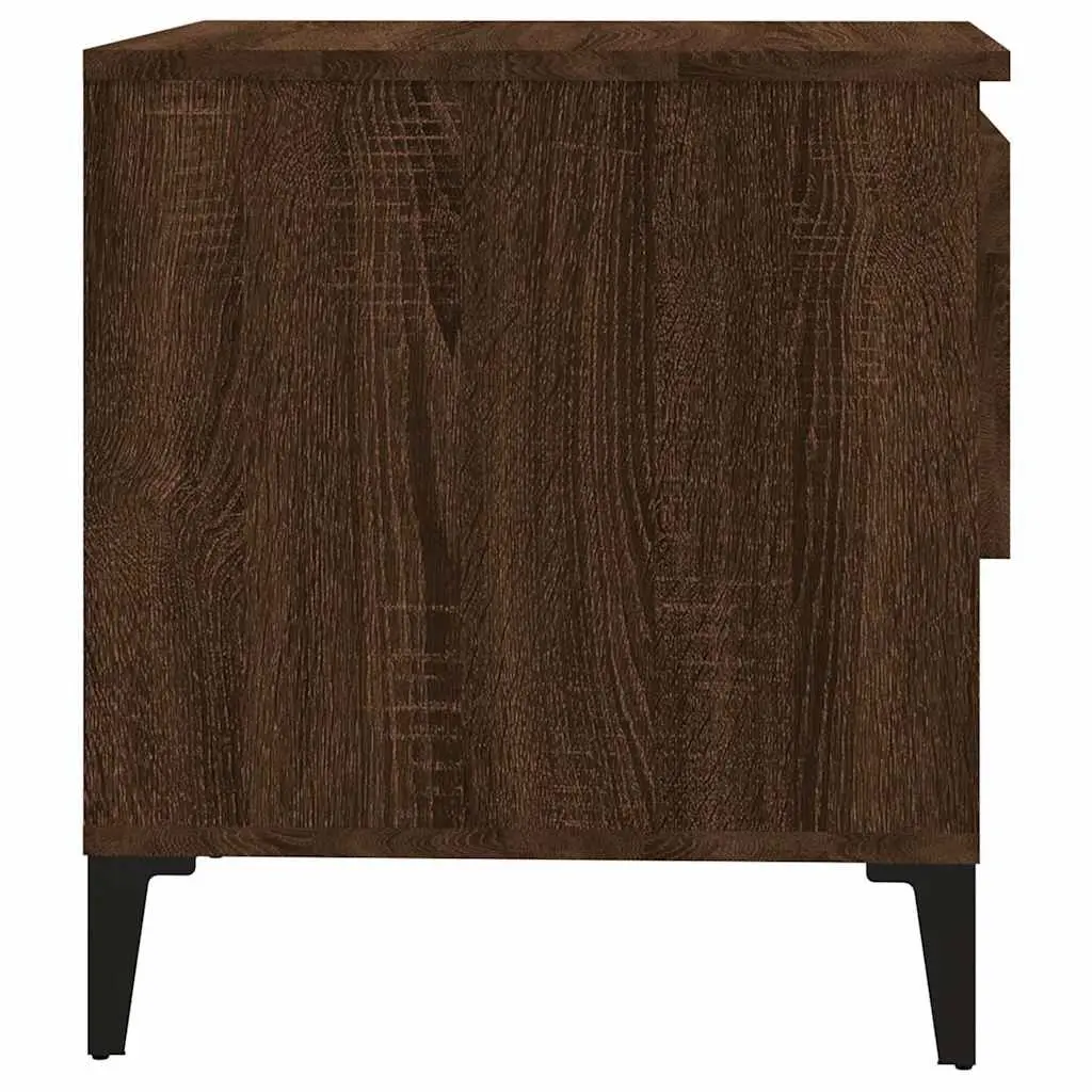End Tables Side Tables with Drawer Storage Brown Oak Engineered Wood 50 x 46 x 50 cm 2 pcs