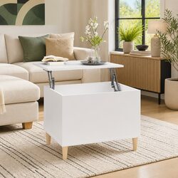 White Lift-Top Coffee Table - Practical Design 60x44.5x45 cm