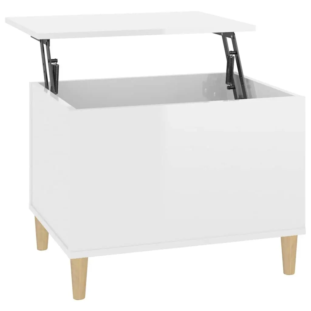 Coffee Table Lift Top White High Gloss Engineered Wood Storage Compartment
