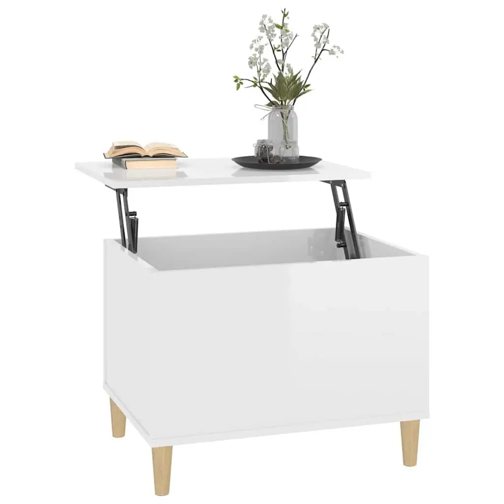 Coffee Table Lift Top White High Gloss Engineered Wood Storage Compartment