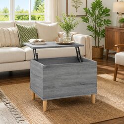 Coffee Table Lift-Top Grey Sonoma Engineered Wood Storage Accent Living Room