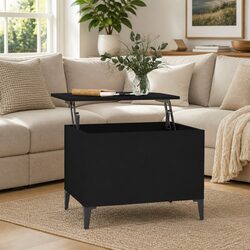 Practical Black Coffee Table with Lift-Top and Storage