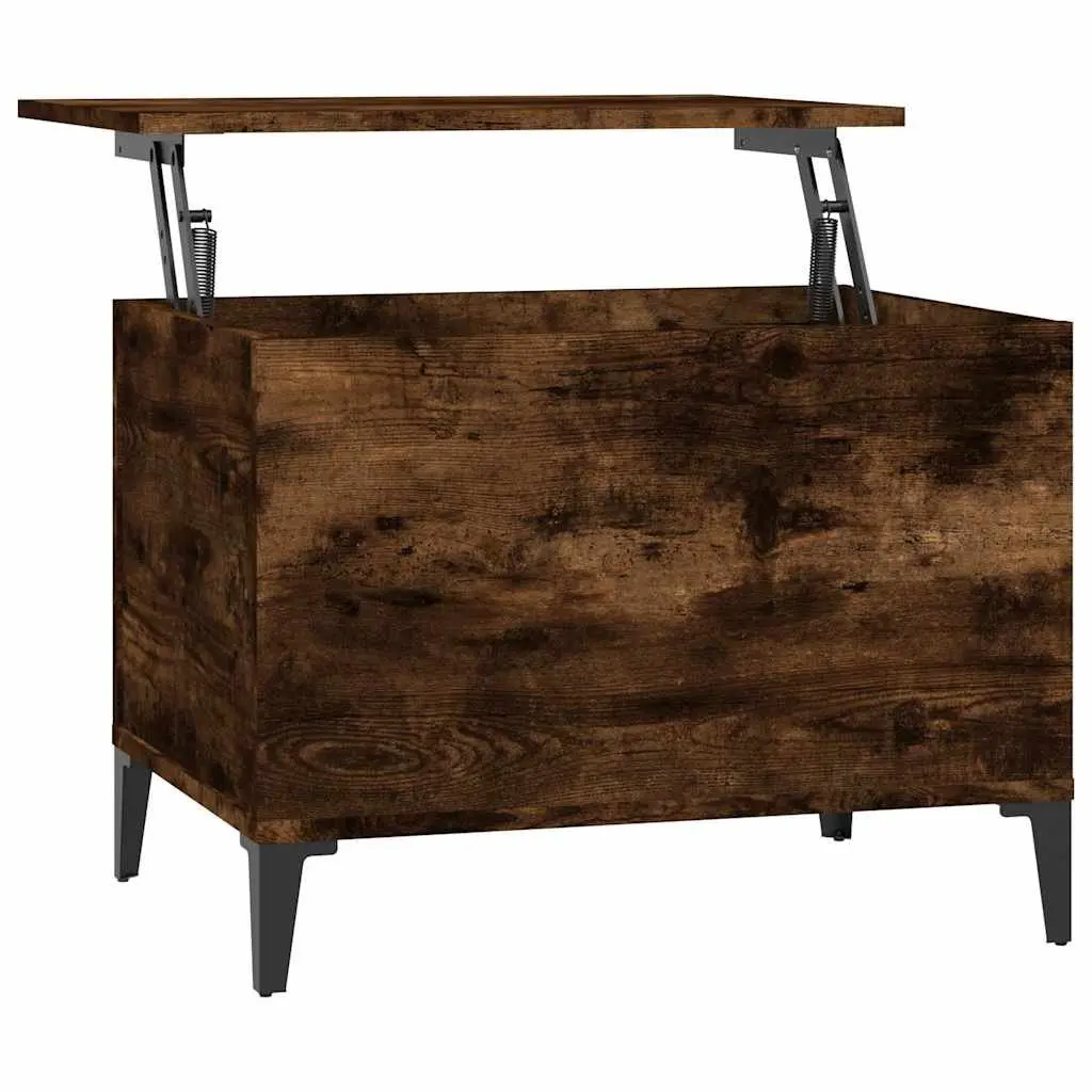 Lift-Top Coffee Table Smoked Oak Brown Engineered Wood Storage 60 x 44.5 x 45 cm