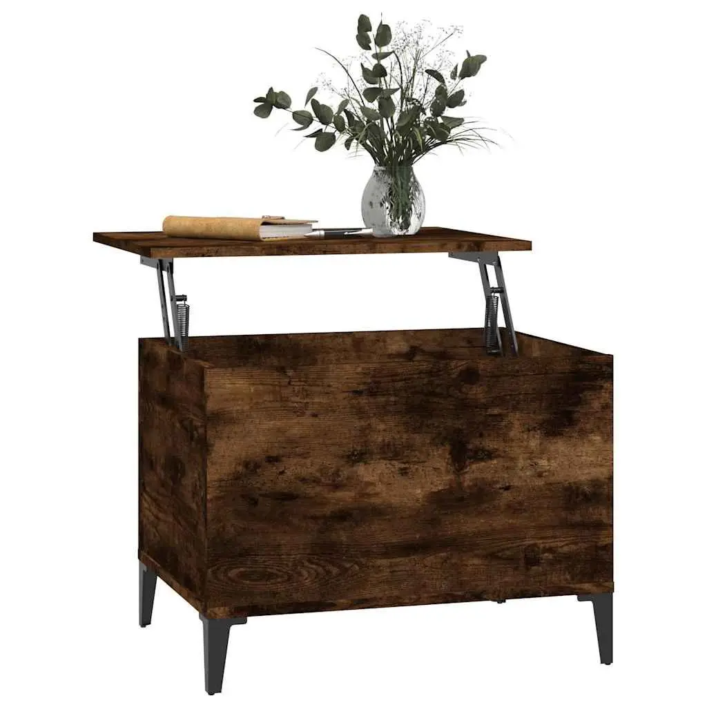 Lift-Top Coffee Table Smoked Oak Brown Engineered Wood Storage 60 x 44.5 x 45 cm
