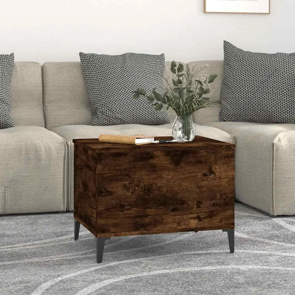 Lift-Top Coffee Table Smoked Oak Brown Engineered Wood Storage 60 x 44.5 x 45 cm