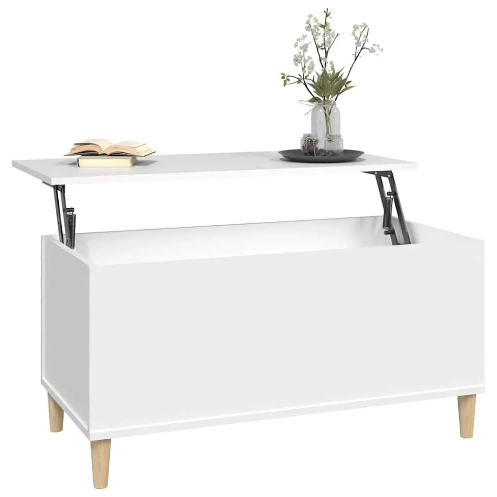 Lift-Top Coffee Table White Storage Compartment Living Room Furniture 90L x 44.5W x 45H cm