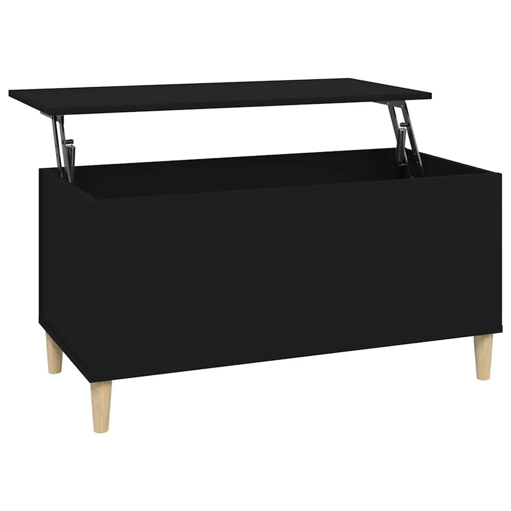 Lift Top Coffee Table Black Engineered Wood Storage Compartment 90L x 44.5W x 45H cm