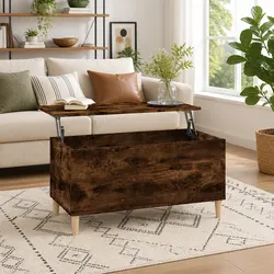 Reliable Lift Top Coffee Table in Smoked Oak Brown Finish