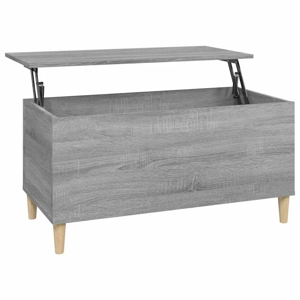 Lift-Top Coffee Table Grey Engineered Wood Storage Compartment 90 x 44.5 x 45 cm