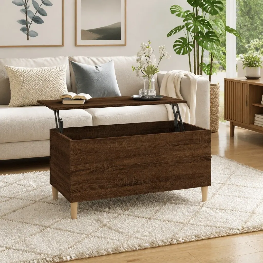 Coffee Table Lift-Top Storage 90x44.5x45cm Brown Oak Engineered Wood