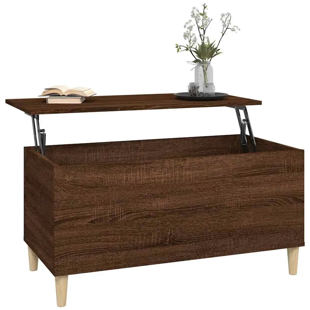 Coffee Table Lift-Top Storage 90x44.5x45cm Brown Oak Engineered Wood