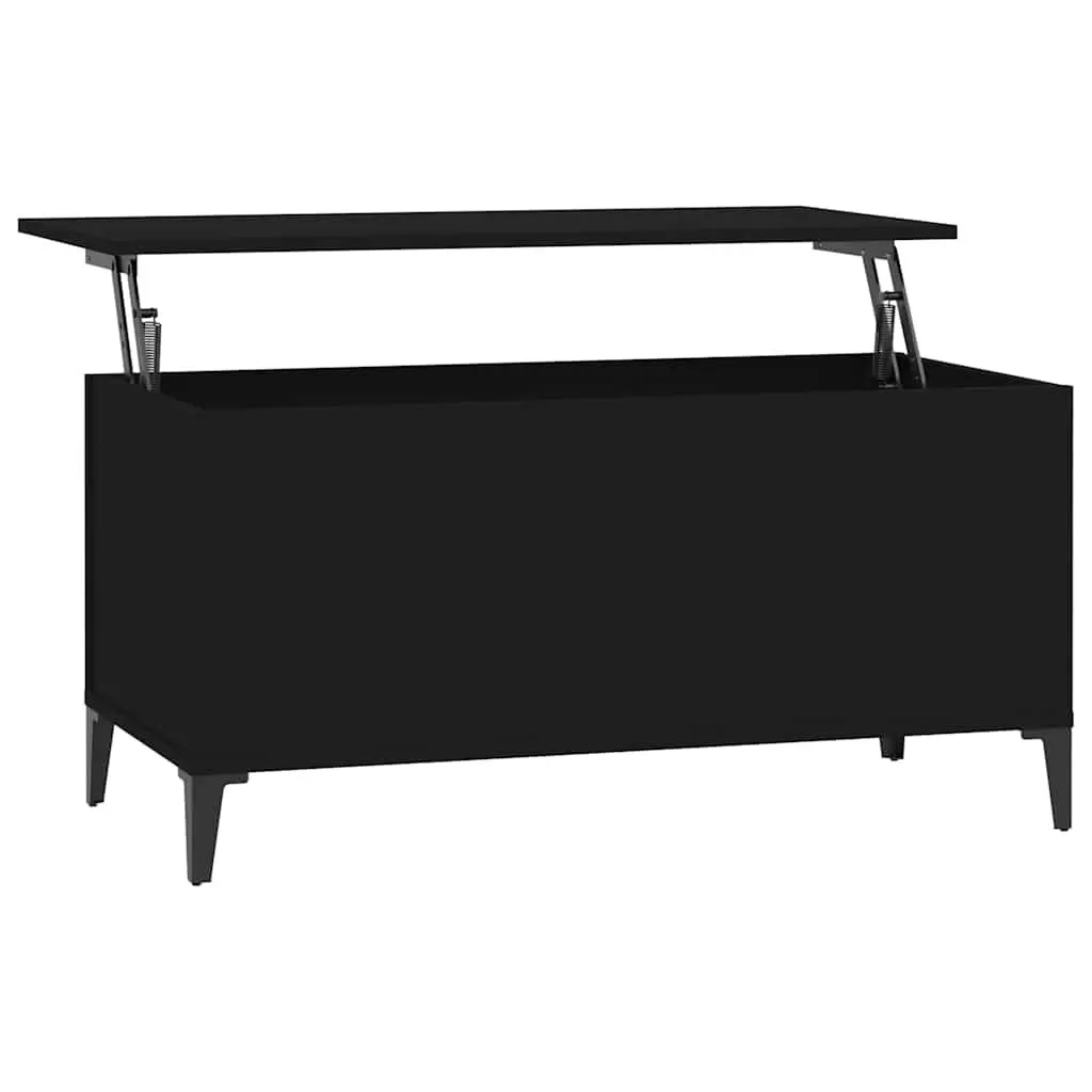Lift-Top Coffee Table Black Engineered Wood Storage Compartment 90 x 44.5 x 45 cm