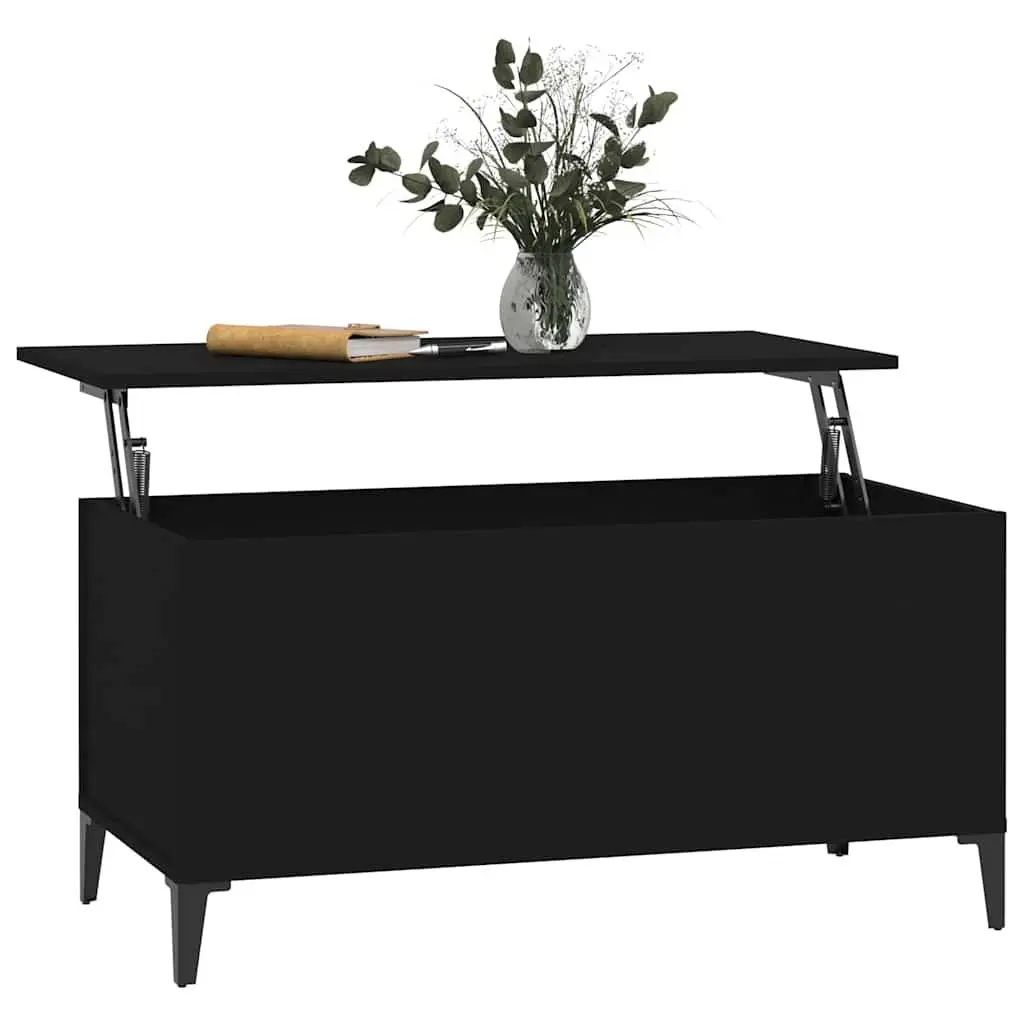 Lift-Top Coffee Table Black Engineered Wood Storage Compartment 90 x 44.5 x 45 cm