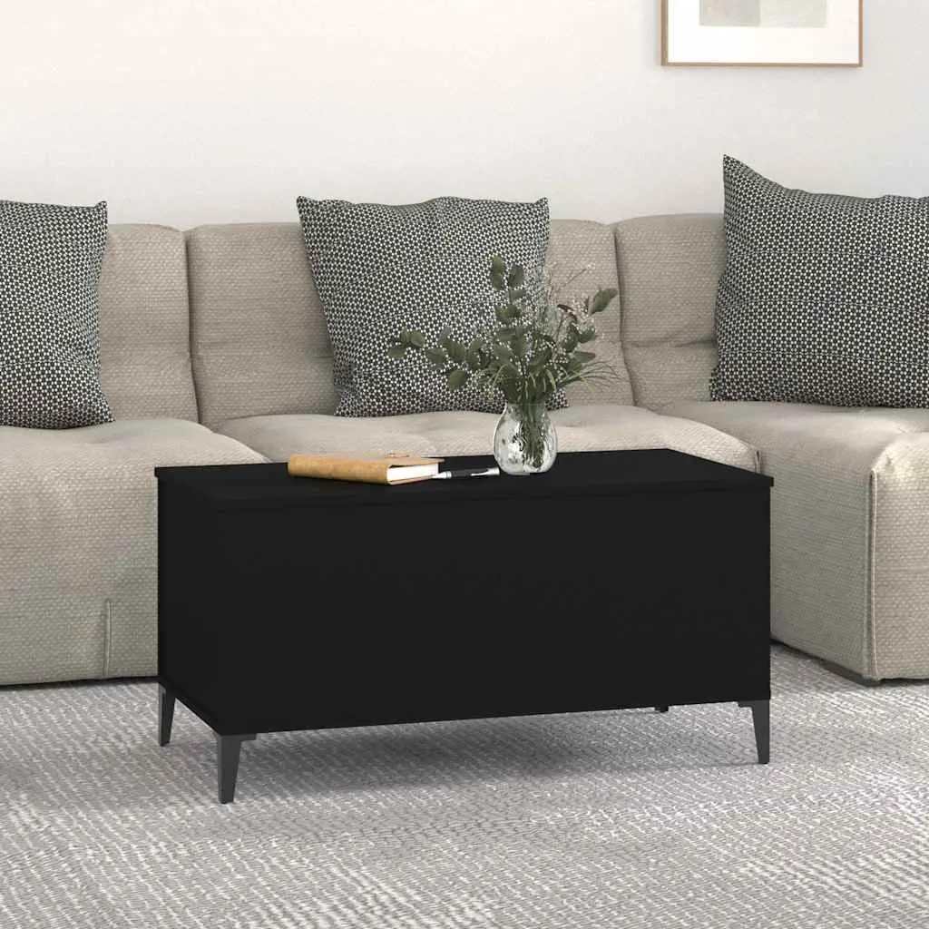 Lift-Top Coffee Table Black Engineered Wood Storage Compartment 90 x 44.5 x 45 cm