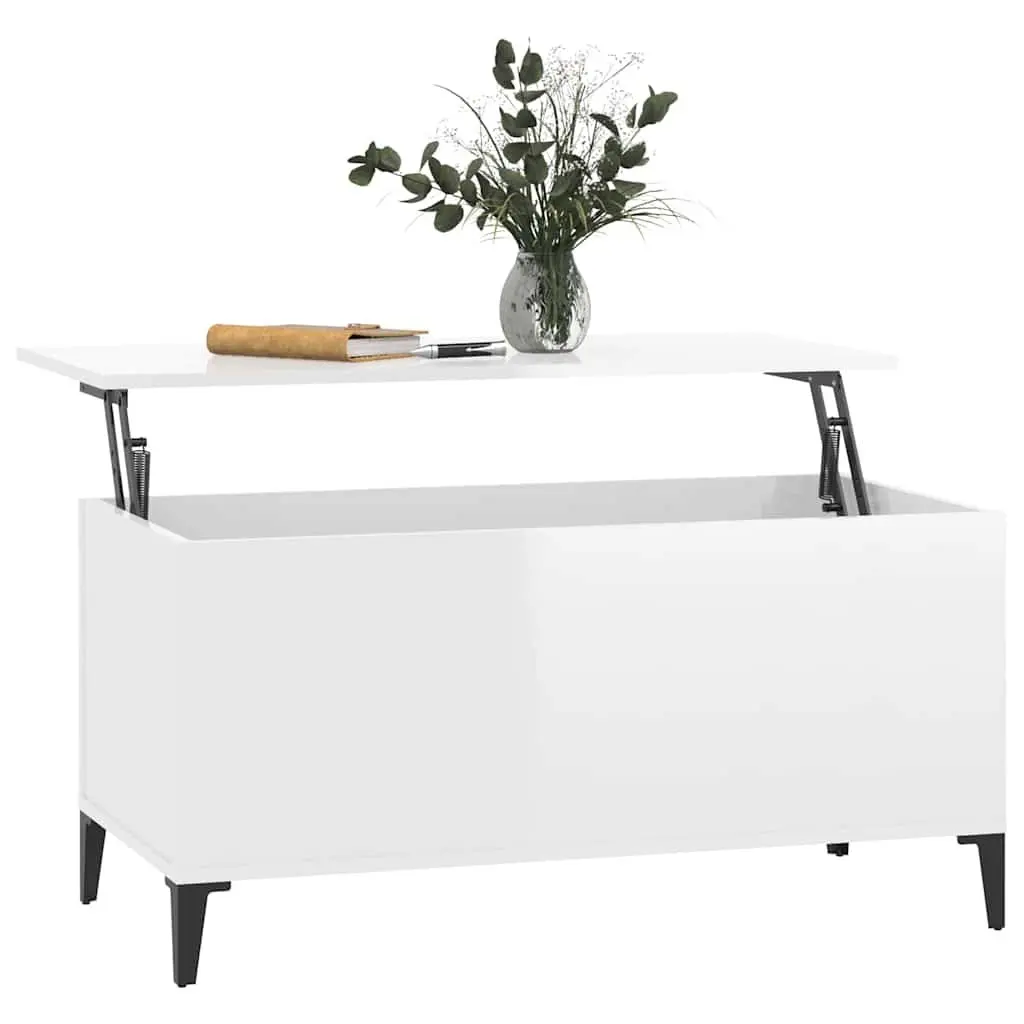 White Coffee Table with Lift-Top Functionality