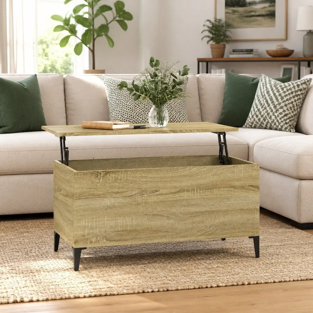 Coffee Table Lift Top Storage 90L x 44.5W x 45H cm Brown Engineered Wood