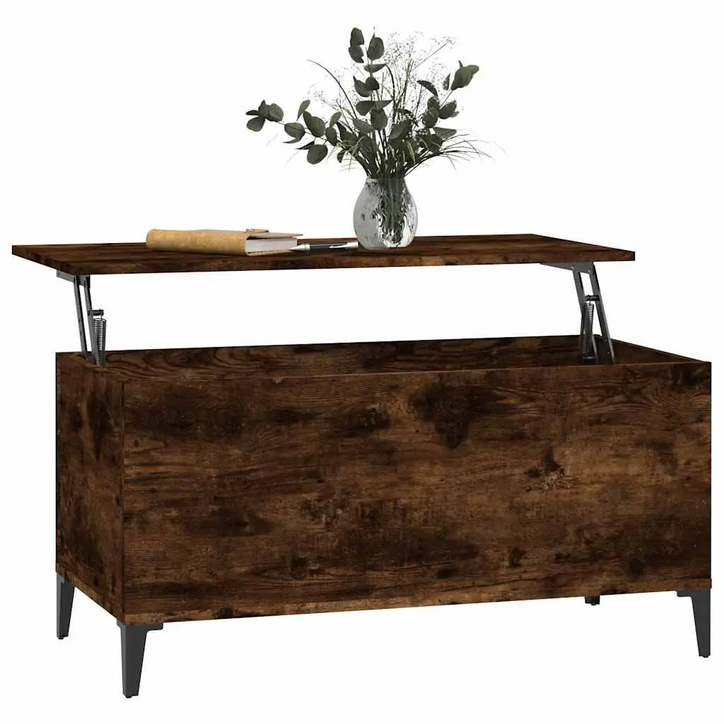 Lift-Top Coffee Table Storage Modern Living Room 90cm Brown Engineered Wood