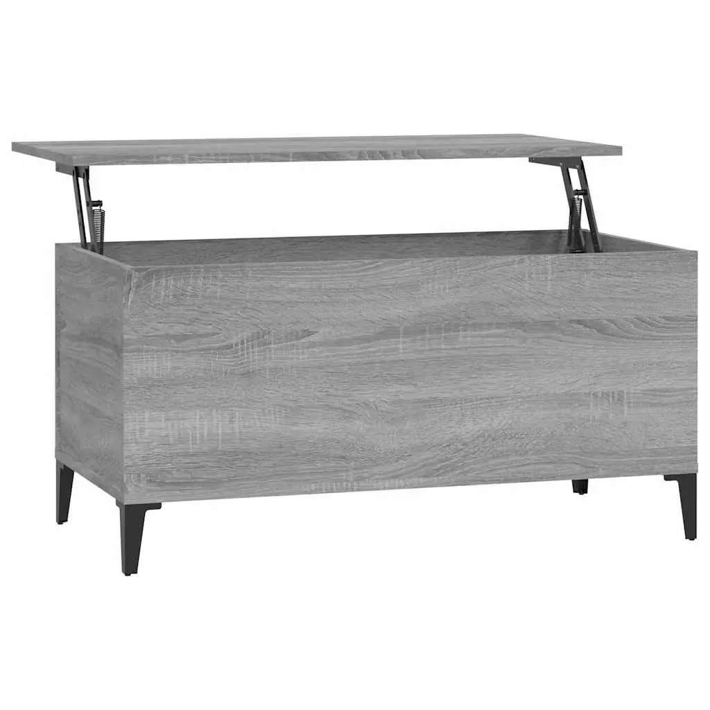 Lift-Top Coffee Table Grey Sonoma Engineered Wood Storage Compartment 90 x 44.5 x 45 cm