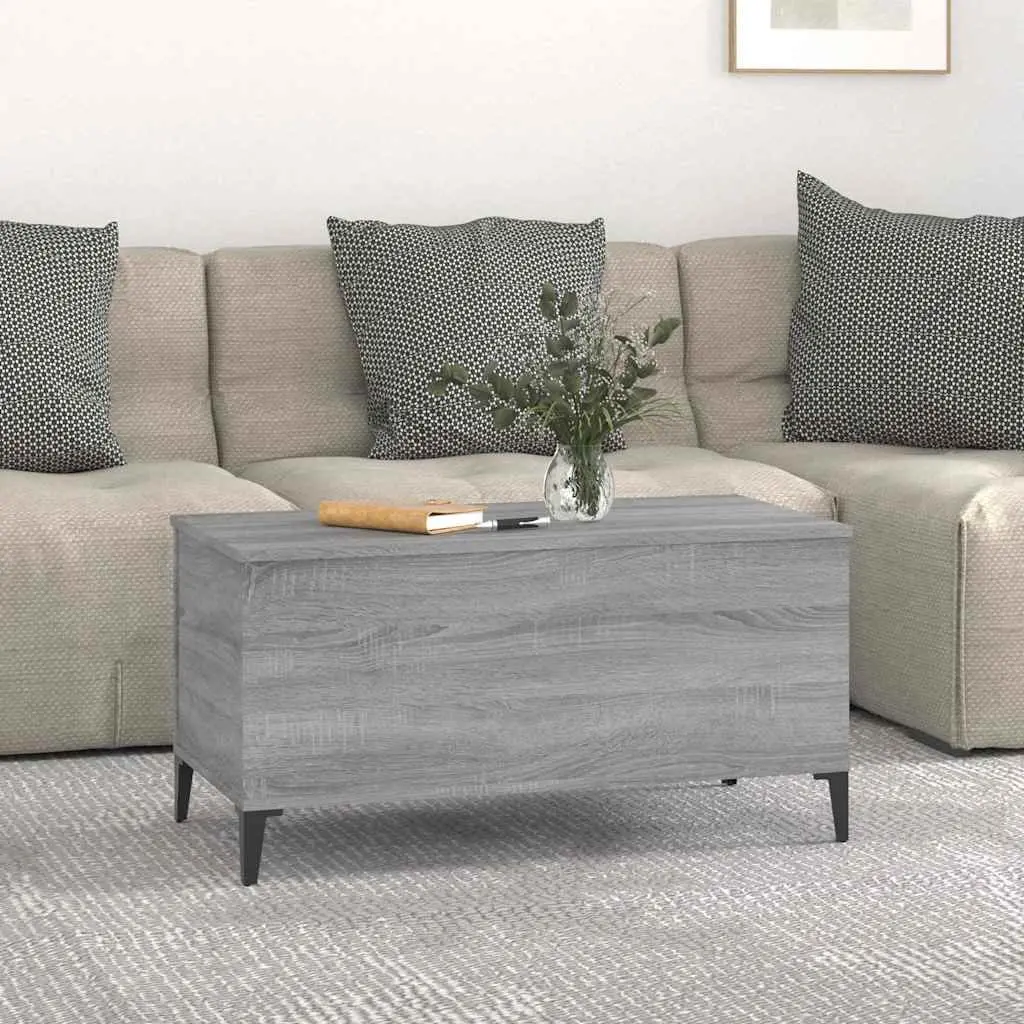 Lift-Top Coffee Table Grey Sonoma Engineered Wood Storage Compartment 90 x 44.5 x 45 cm