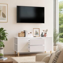 Practical White TV Cabinet 102x44.5x50cm with Ample Storage
