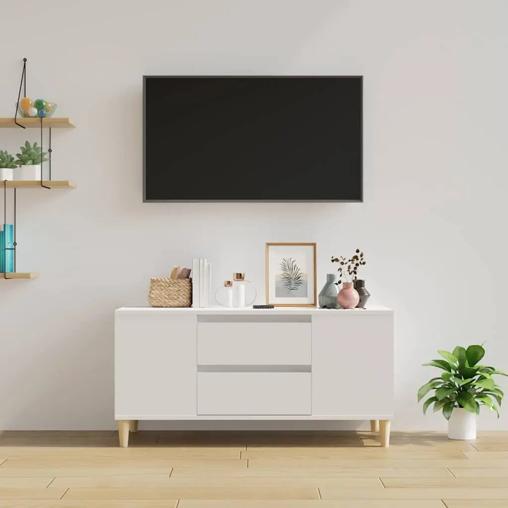 White TV Cabinet 102x44.5x50cm with Ample Storage