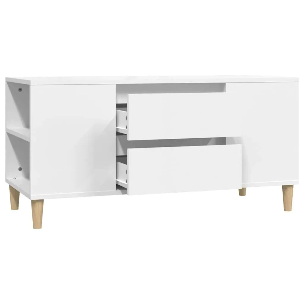 White TV Cabinet 102x44.5x50cm with Ample Storage