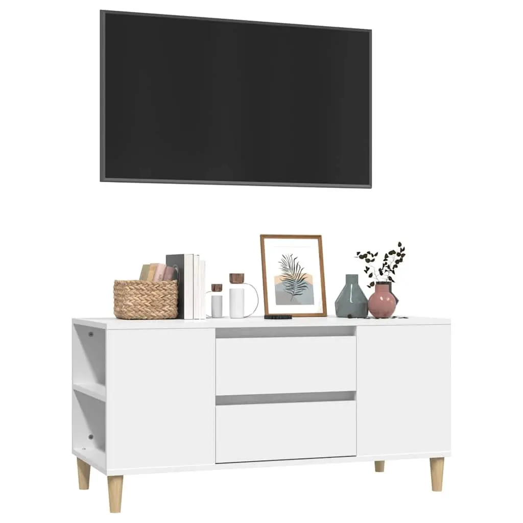 White TV Cabinet 102x44.5x50cm with Ample Storage