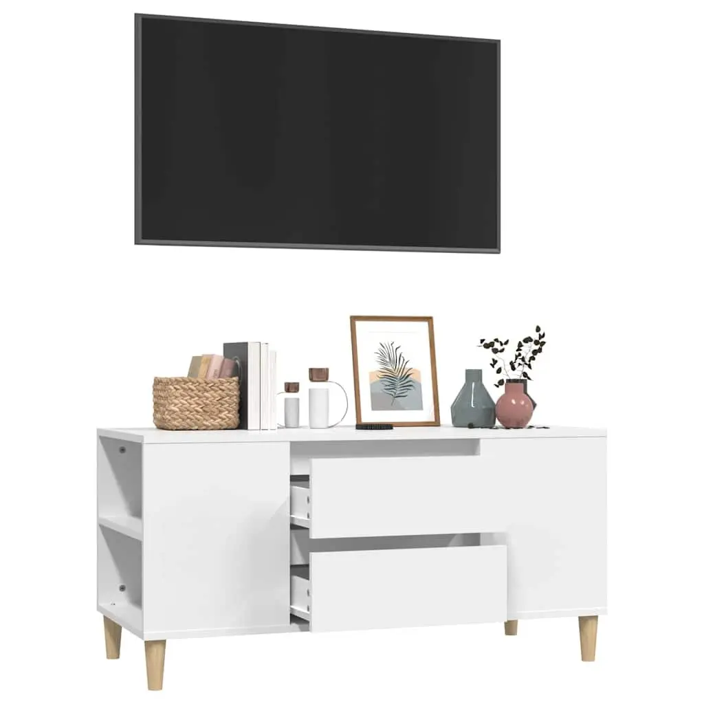 White TV Cabinet 102x44.5x50cm with Ample Storage
