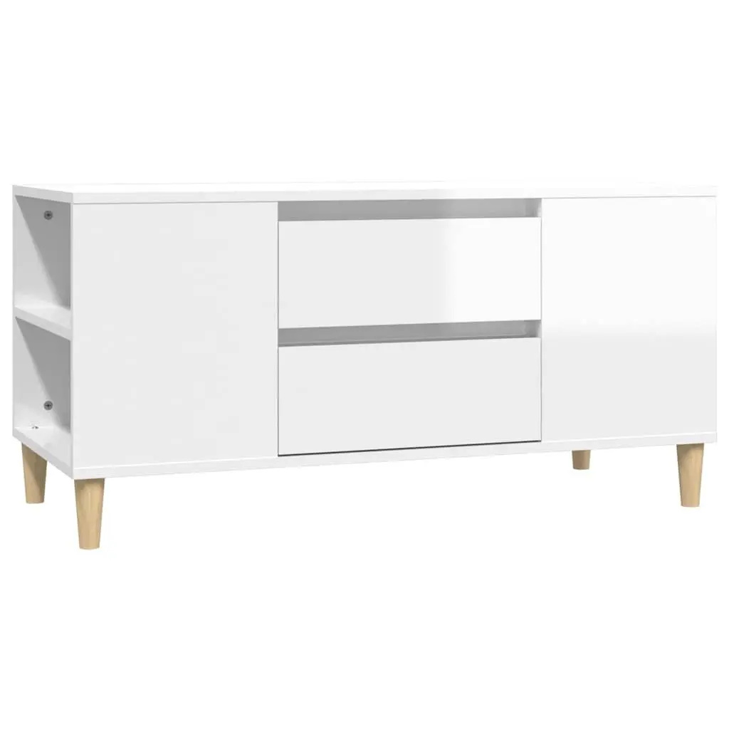 TV Cabinet Modern Storage Unit 102cm White High Gloss
