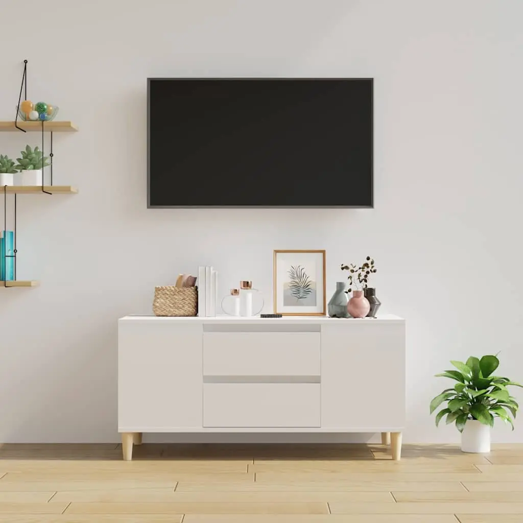 TV Cabinet Modern Storage Unit 102cm White High Gloss