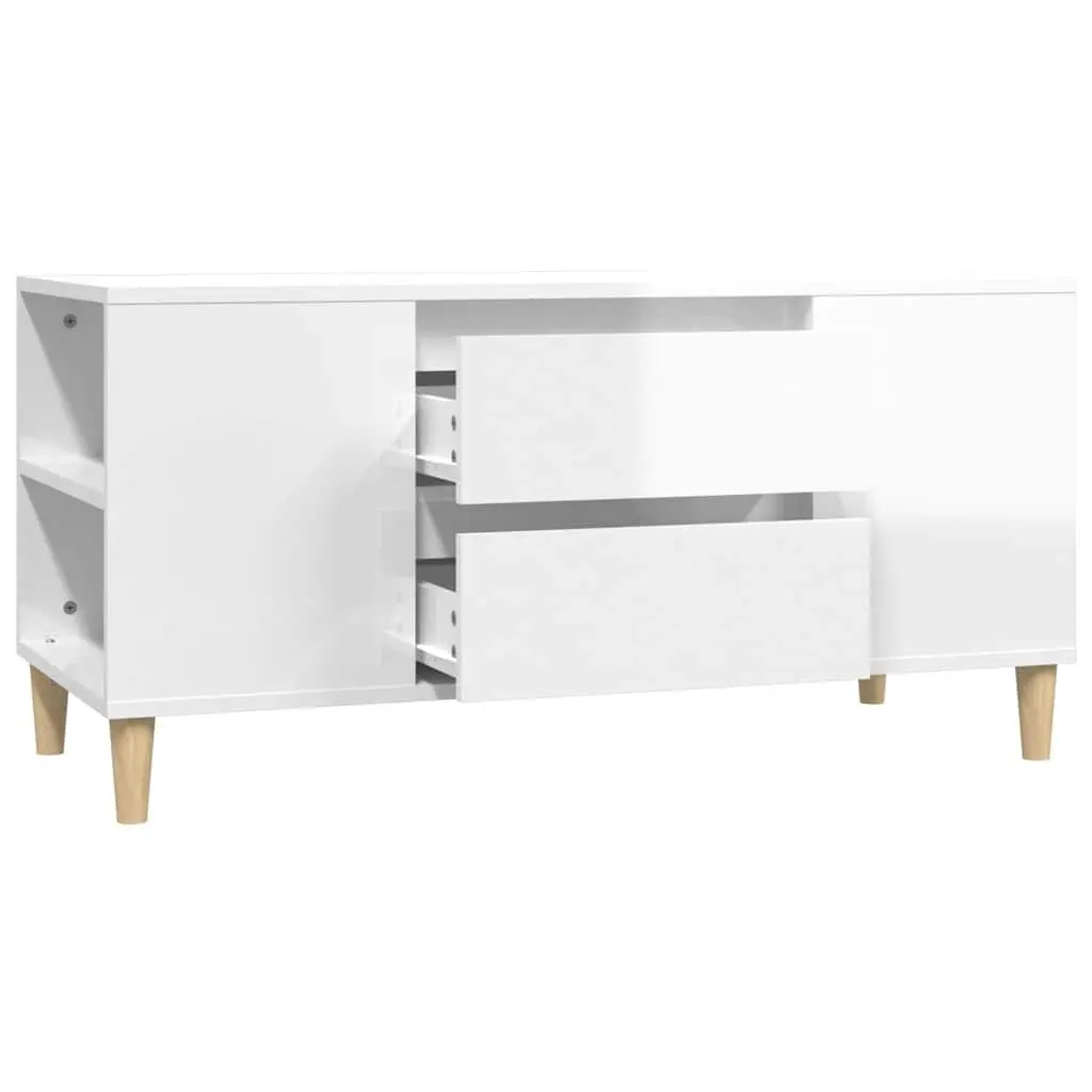 TV Cabinet Modern Storage Unit 102cm White High Gloss