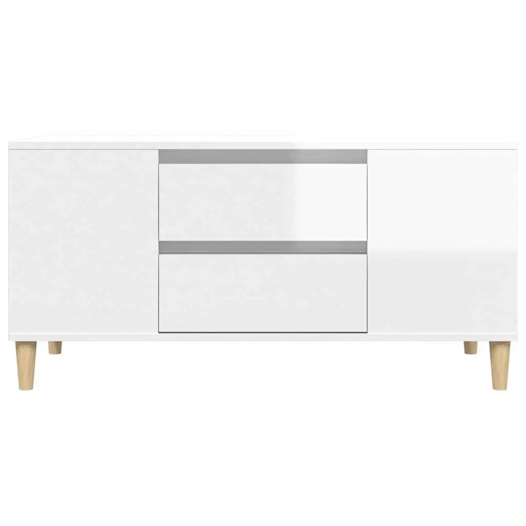 TV Cabinet Modern Storage Unit 102cm White High Gloss