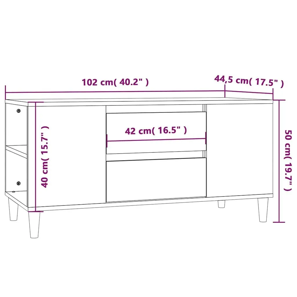 TV Cabinet Modern Storage Unit 102cm White High Gloss