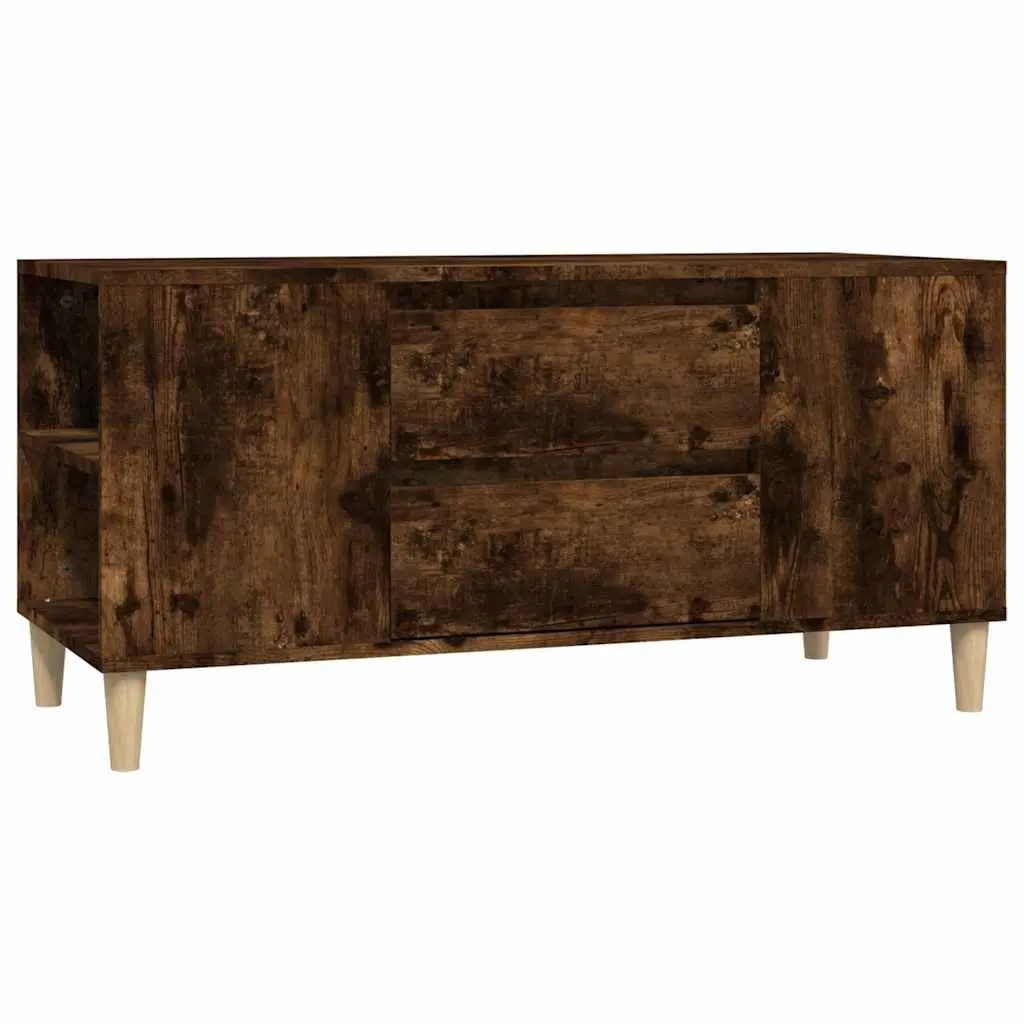 TV Cabinet Storage Unit 102x44.5x50 cm Smoked Oak 4 Compartments 2 Drawers
