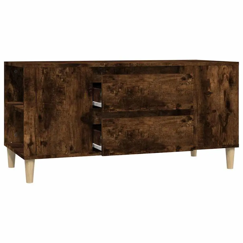 TV Cabinet Storage Unit 102x44.5x50 cm Smoked Oak 4 Compartments 2 Drawers